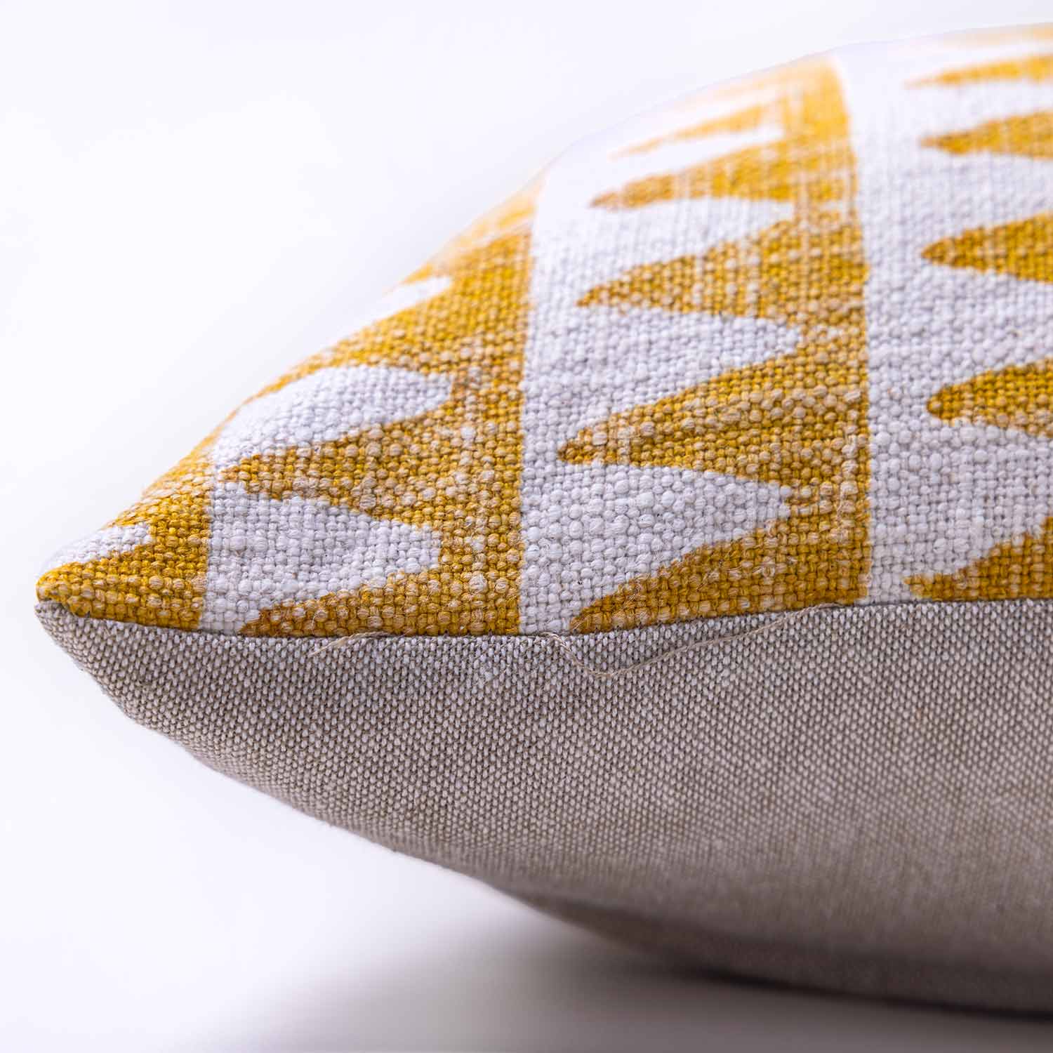 Tikona Cotton Slub Block Printed Lumbar Cushion Cover