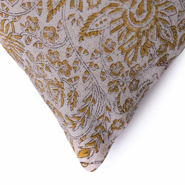 Maya linen digital printed lumbar cushion cover by Obeetee - detail view