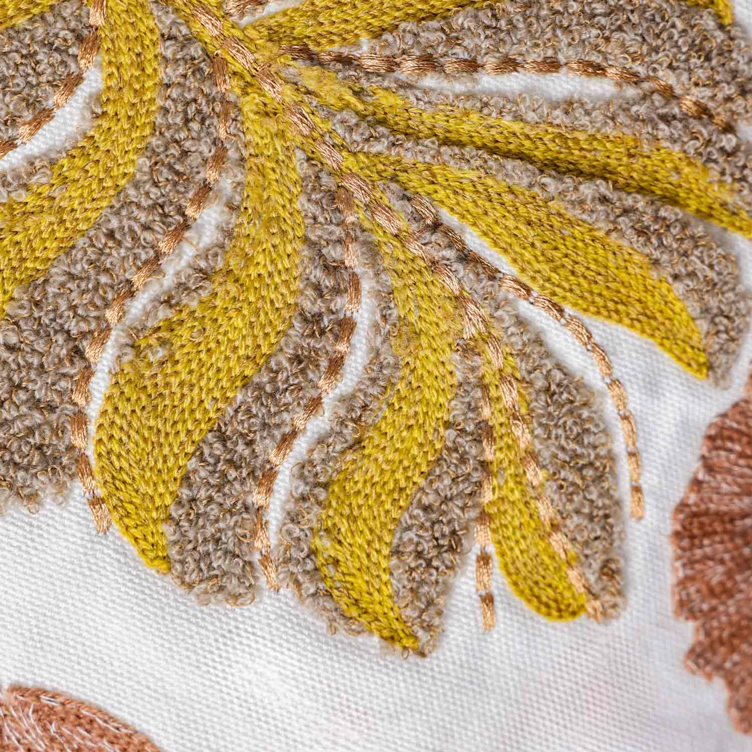 Mimosa Embroidered Cotton Chambray Cushion Cover with Dori Piping