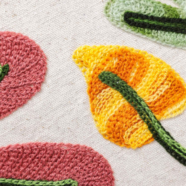 Anna embroidered cotton flex cushion cover by Obeetee - texture detail
