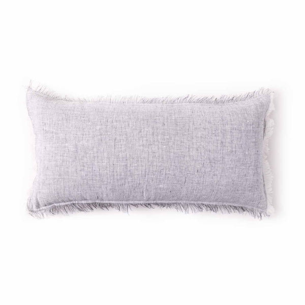 Ash linen chambray lumbar cushion cover by Obeetee - detail view