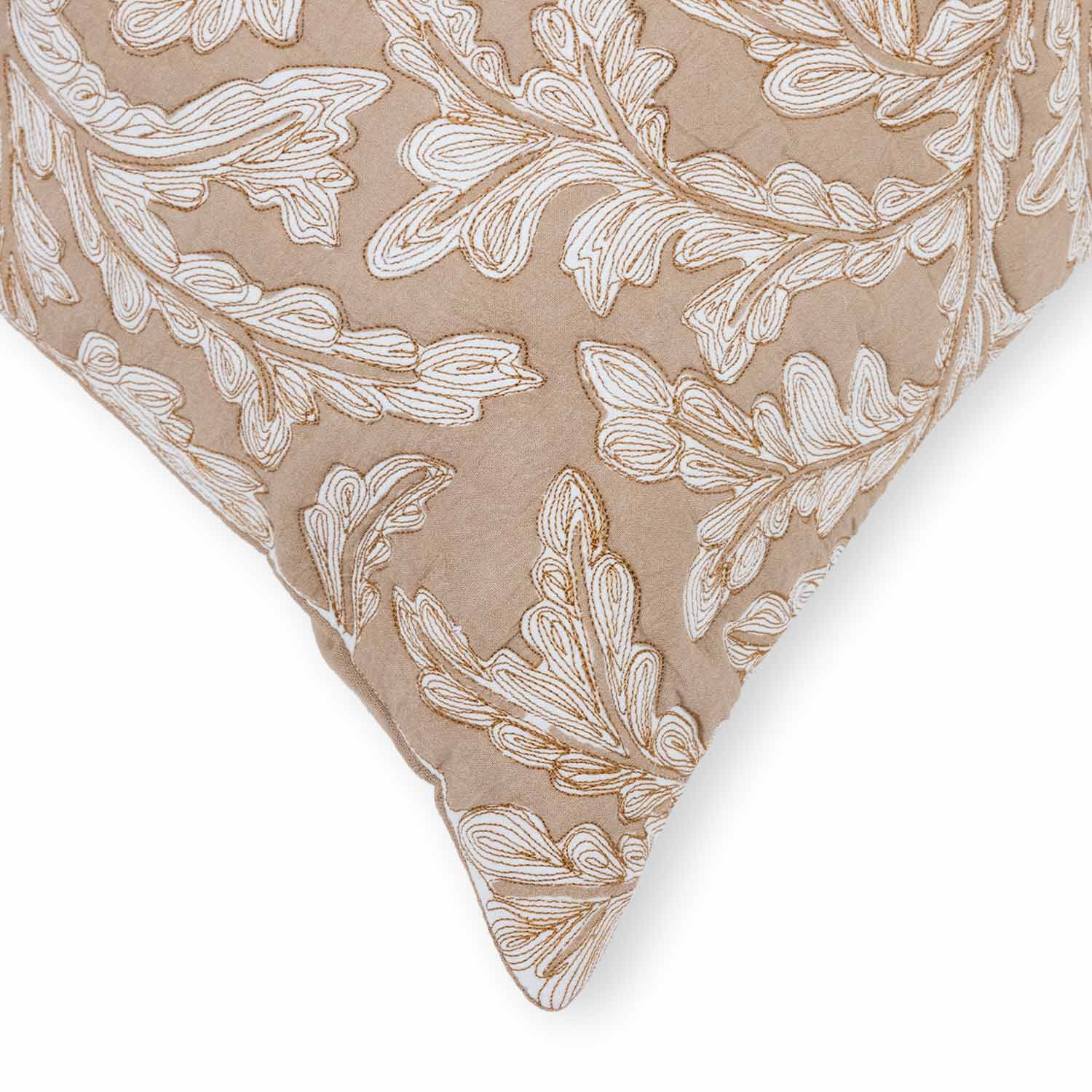 Hand block printed and quilted Leafair Lumber Cushion Cover