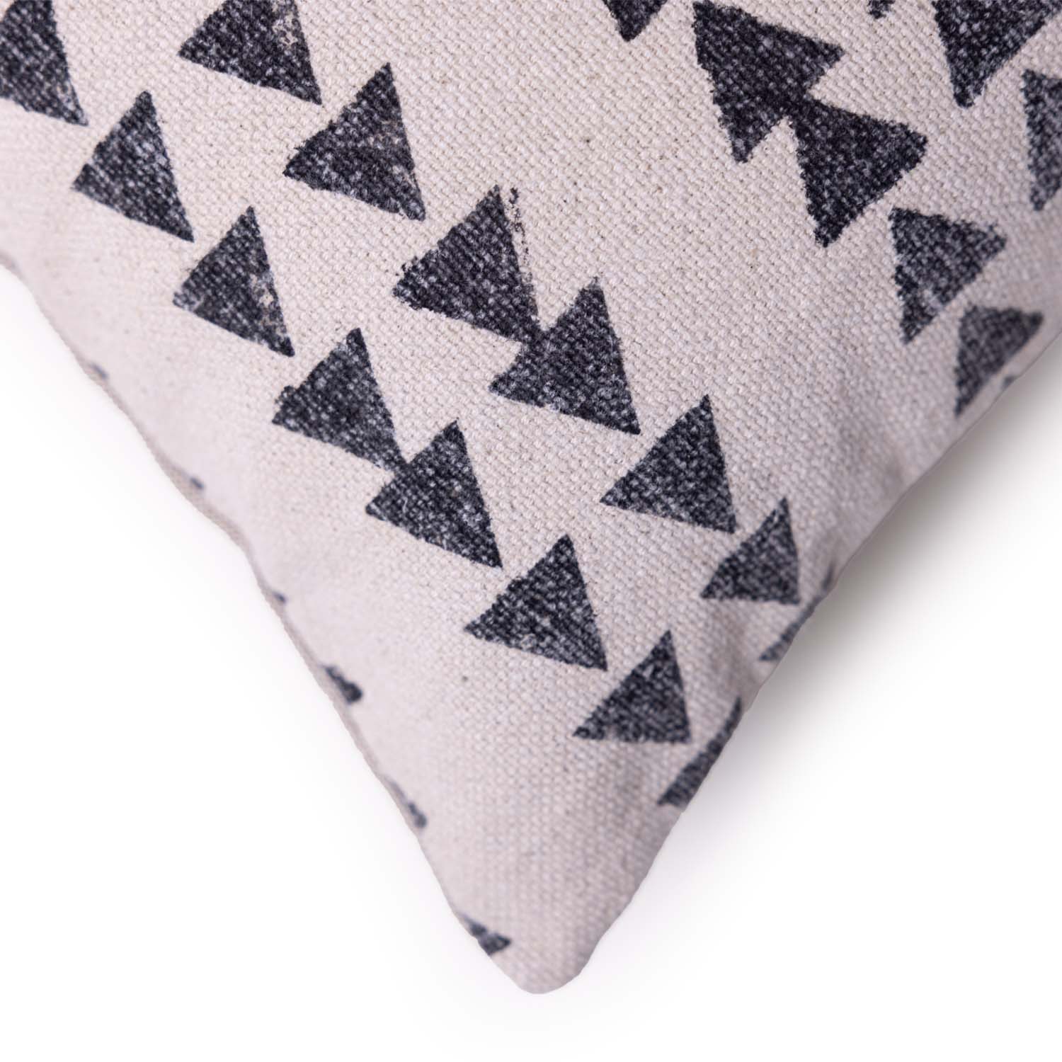 Crossroad Block Printed Cotton Chambray Lumbar Cushion Cover