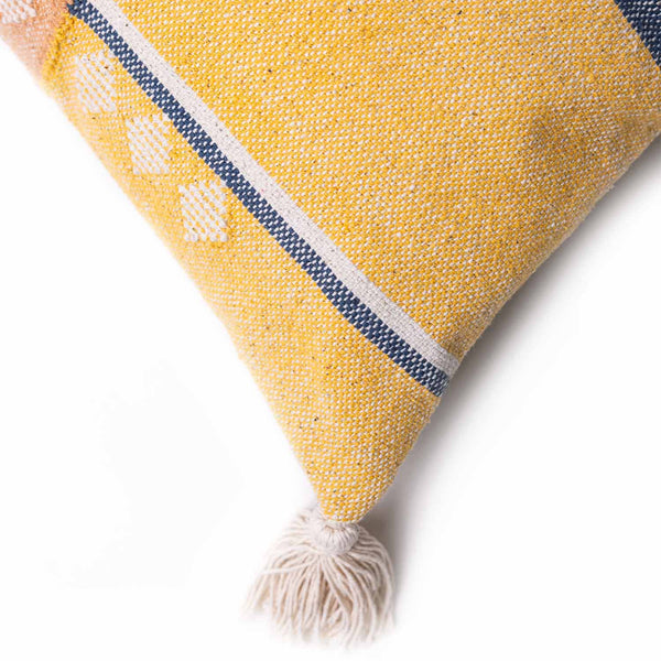 Tribecca woven stripe cotton chambray cushion cover by Obeetee - detail view
