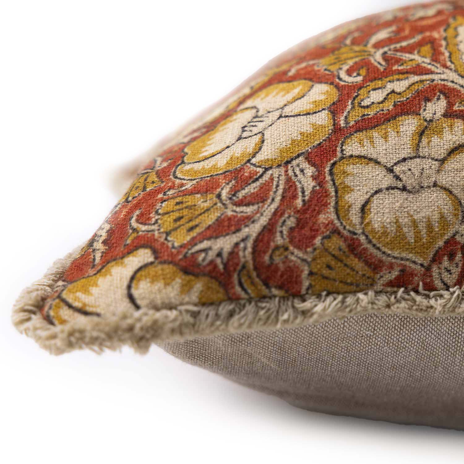 Rustic Bagru Block Printed Lumbar Cushion Cover