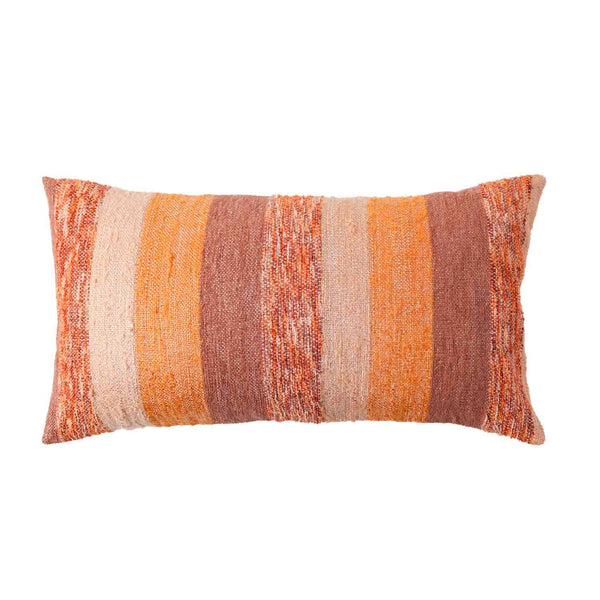 Sunset woven chambray cotton lumbar cushion cover by Obeetee - detail view