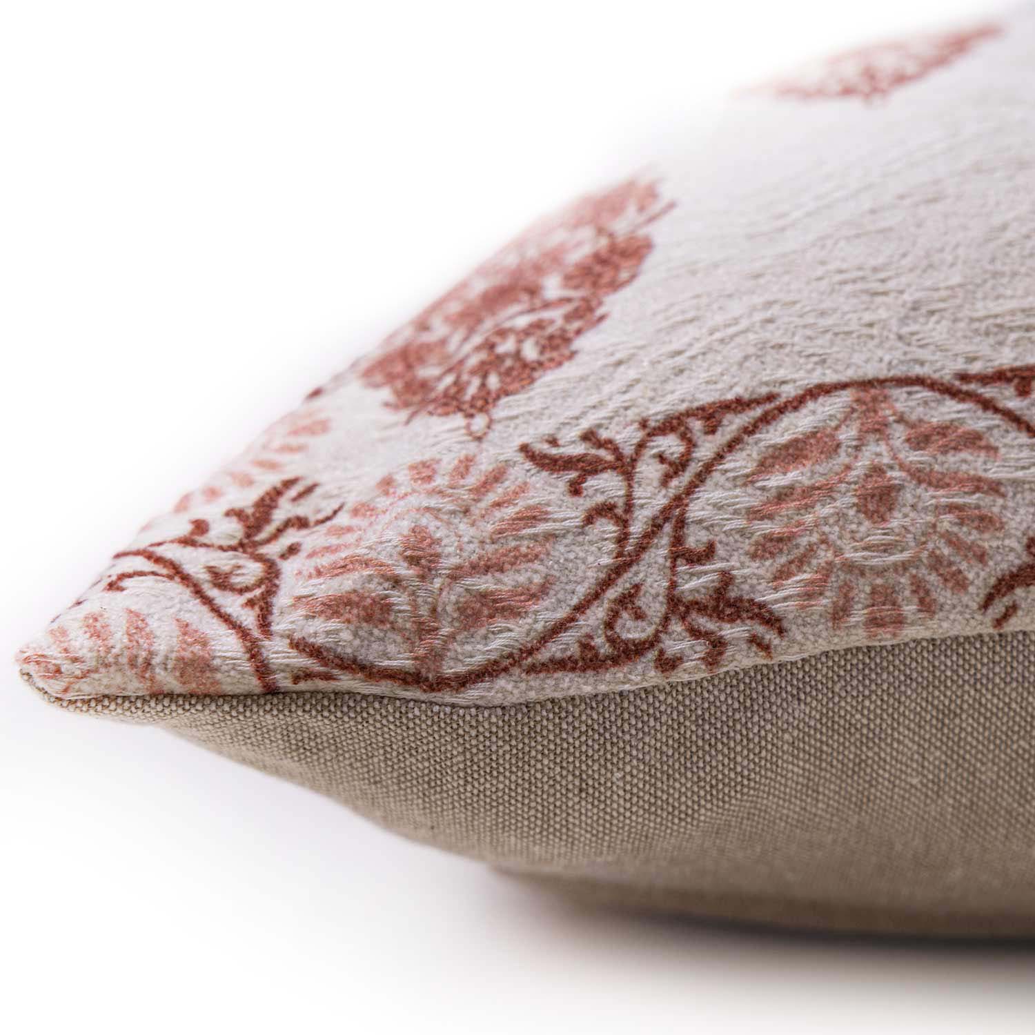 Butah Block printed Chennille Cotton Lumbar Cushion Cover