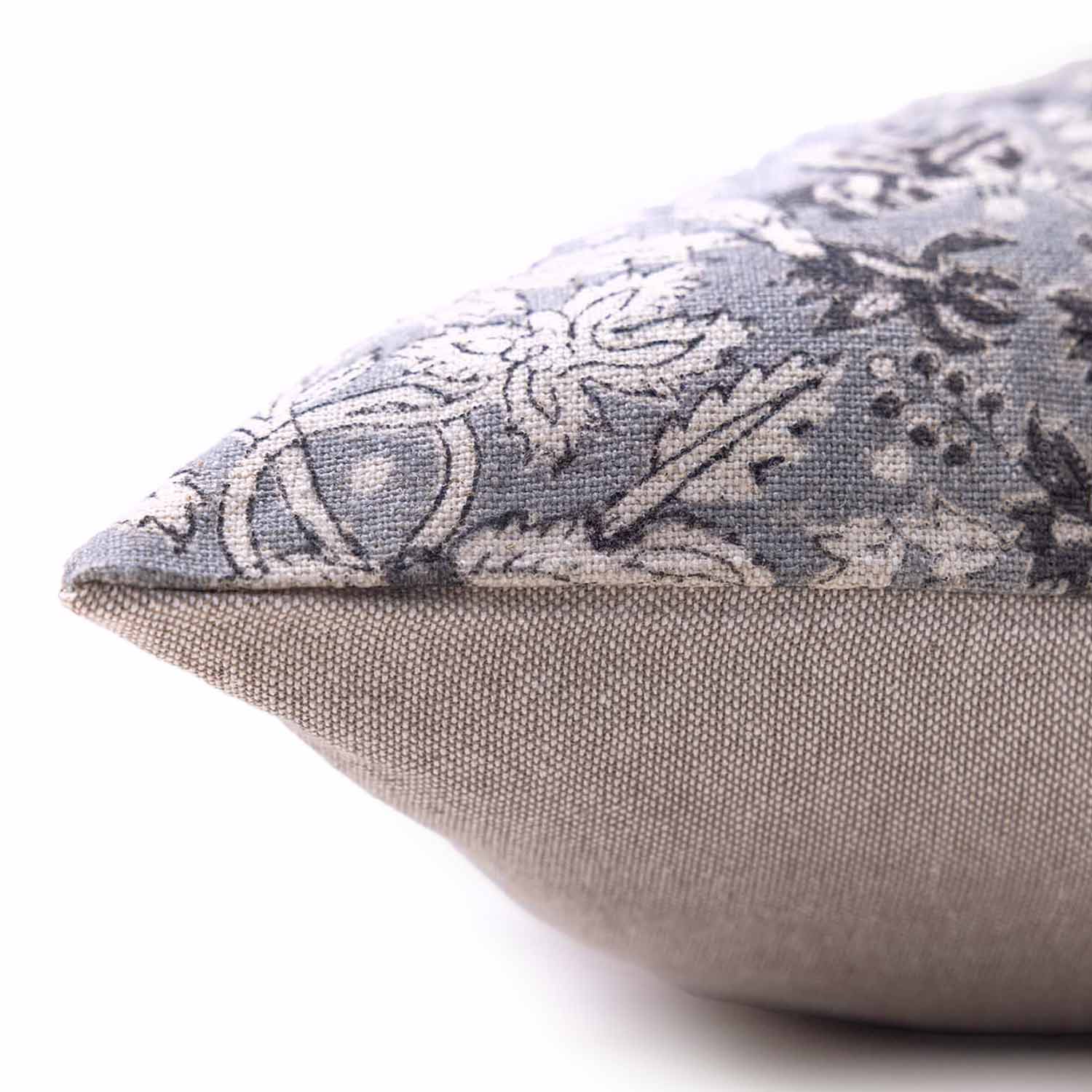 Rosie Block Printed Linen Chambray Cushion Cover