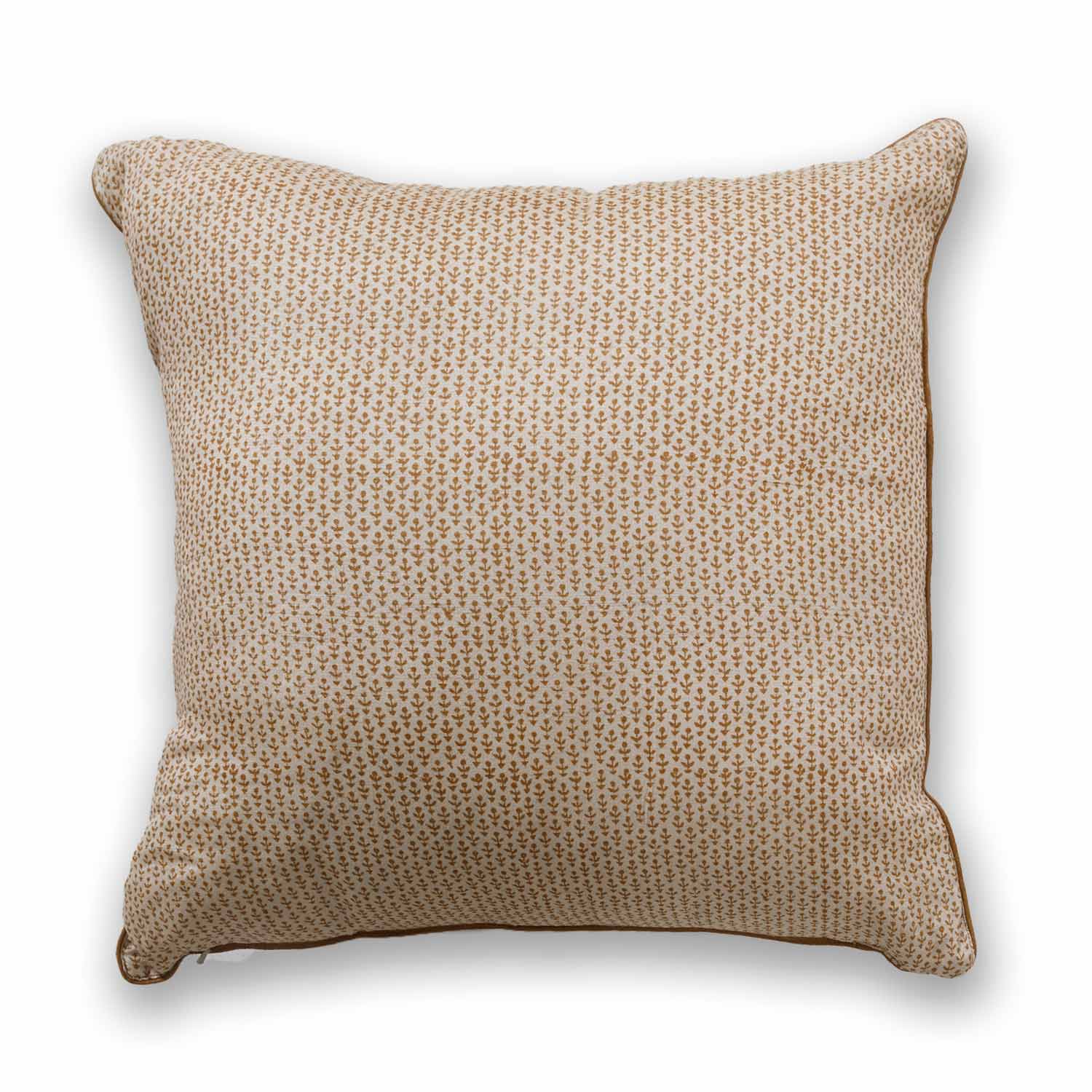 Nilay Silk Block Printed, Gold Embroidered Cushion Cover