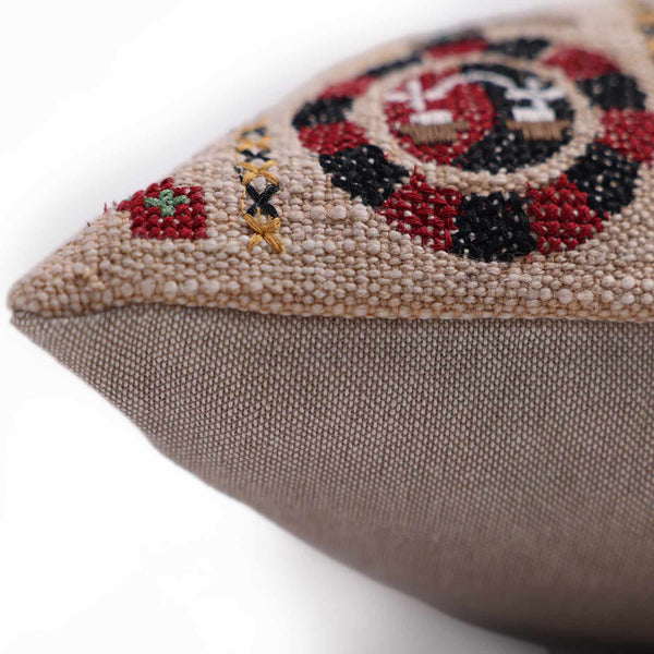 Ziba embroidered multicolored cushion cover by Obeetee - styled view