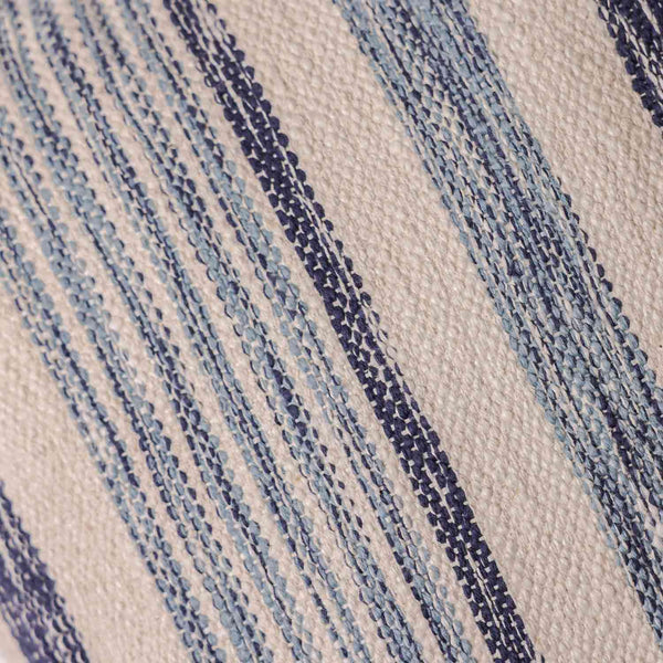 Cosmos Blue striped digital printed cotton cushion cover by Obeetee - detail view
