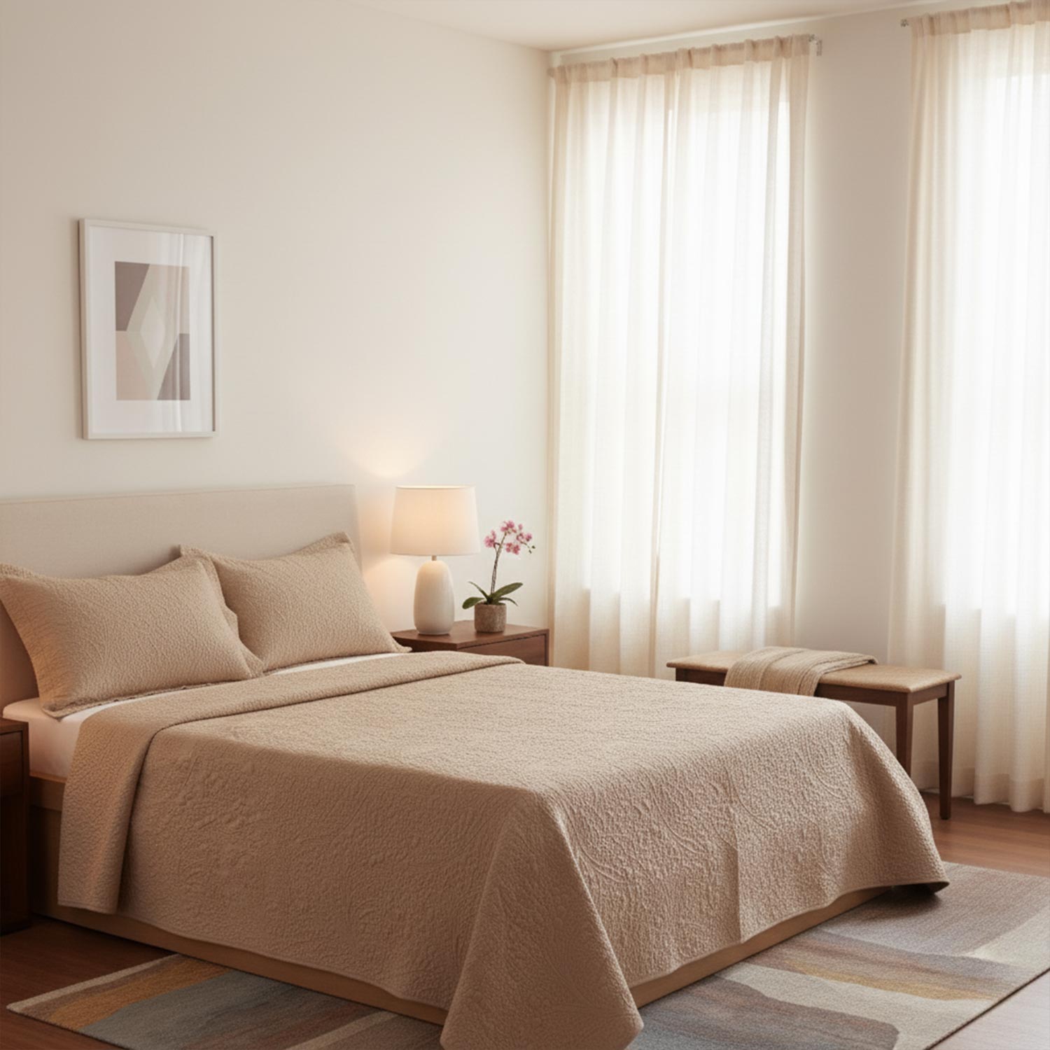 Blaze Embroidered Voile Bedcover Set