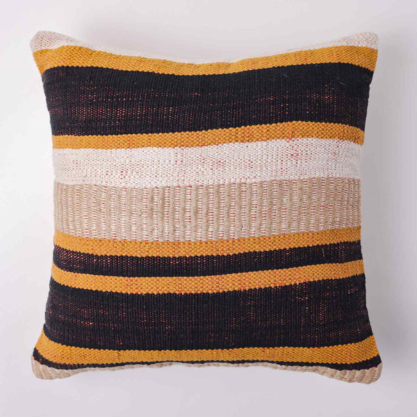 Honeybun hand woven striped cotton cushion cover by Obeetee - detail view