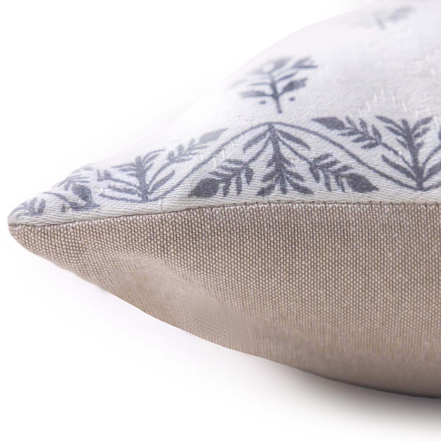 Leaflet Handloom Jacquard Block Printed Cushion Cover