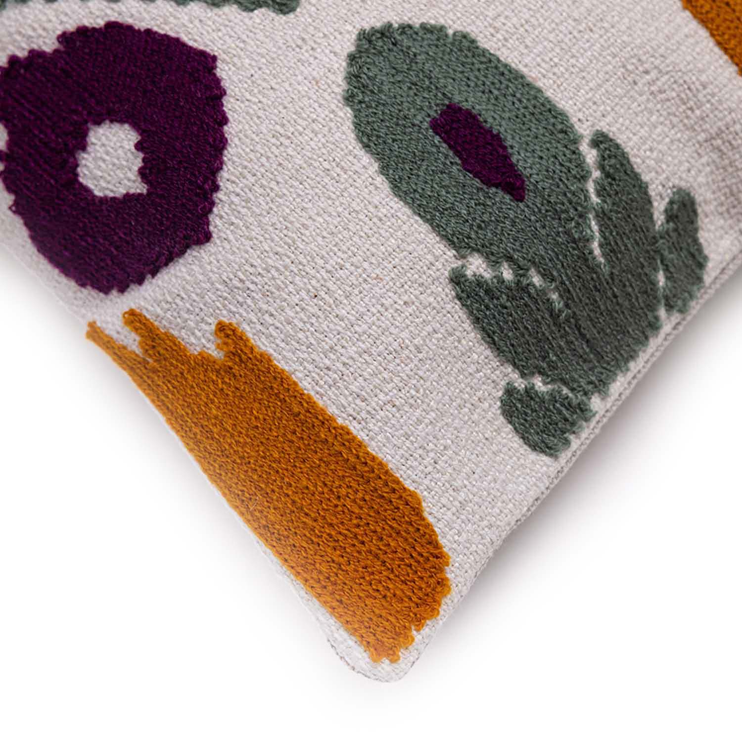 Sunflower Embroidered Cushion Cover