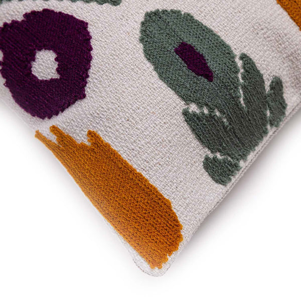 Sunflower embroidered cushion cover by Obeetee - detail view