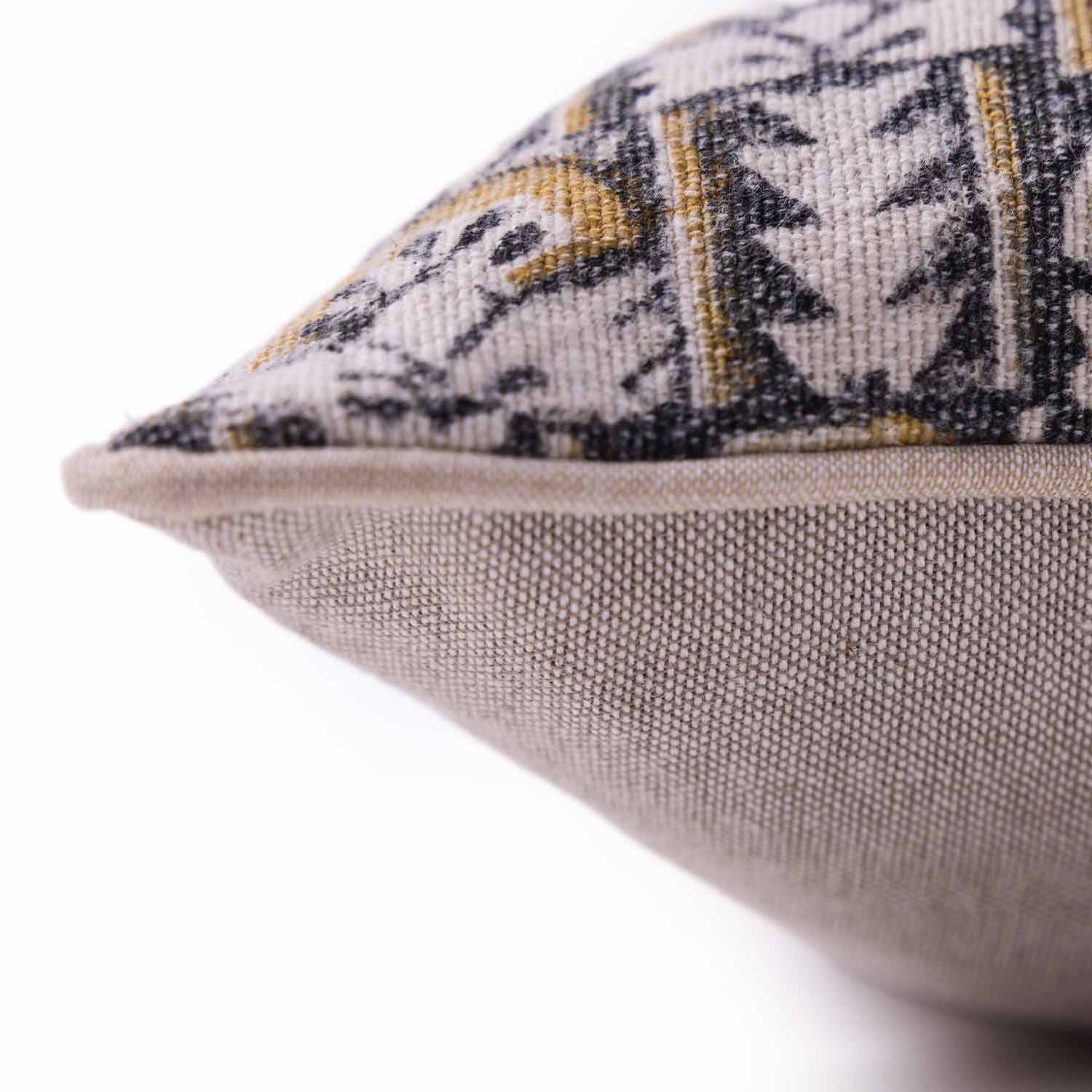 Bouqet Block Printed Cotton Lumbar Cushion Cover with Dori Piping