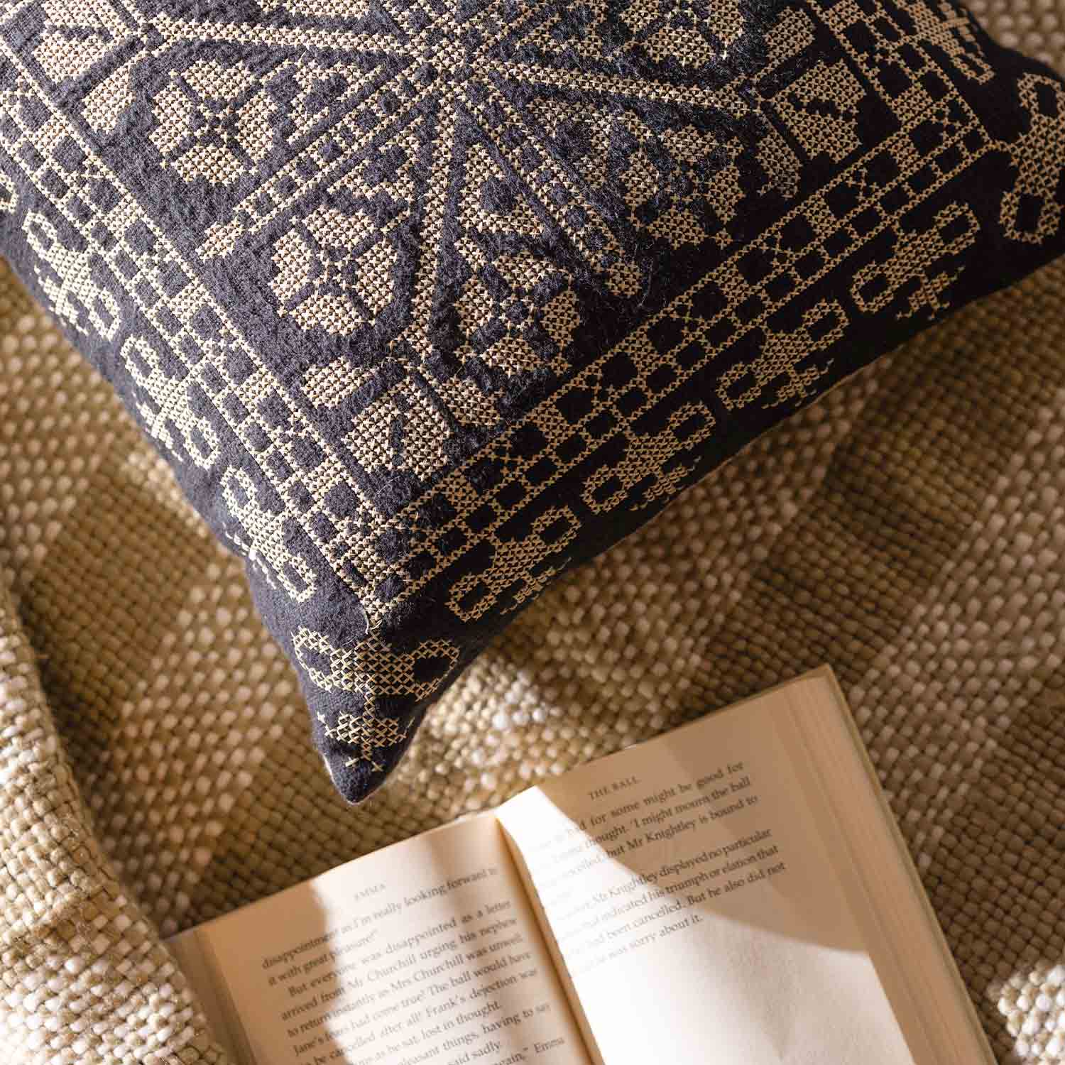 Median Cross Stitch Embroidered Cushion Cover