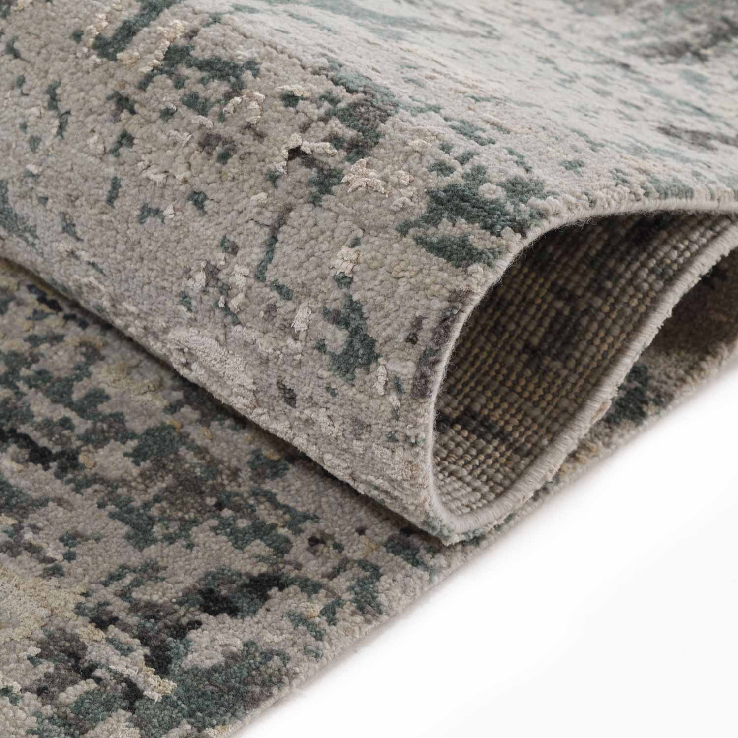 Chalk Carve Hand Knotted Woollen And Silk Rug