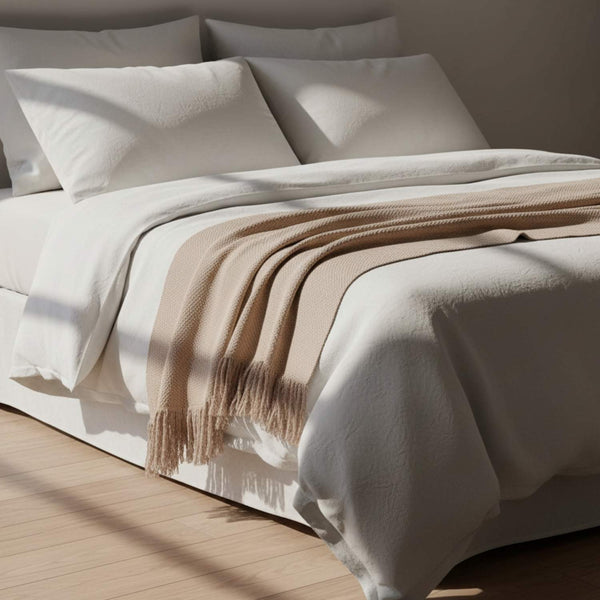 Boucle cotton dobby throw by Obeetee - styled view