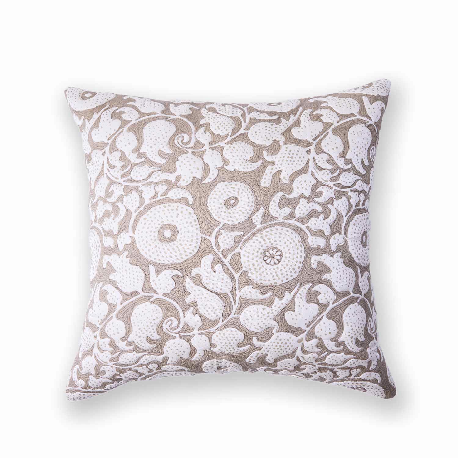 Cotton Handblock Printed And Quilted Florify Cushion Cover