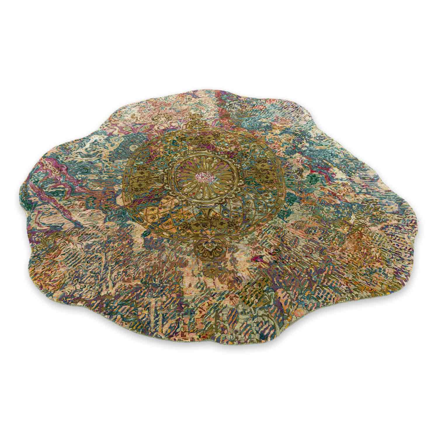 Medallion pendant Hand Knotted Woollen And Viscose Rug By Smitha Zachariah