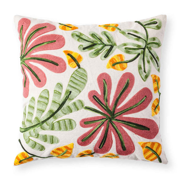 Anna embroidered cotton flex cushion cover by Obeetee - detail view