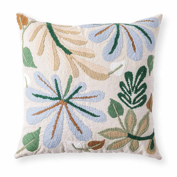Bloom embroidered cotton flex cushion cover by Obeetee - detail view