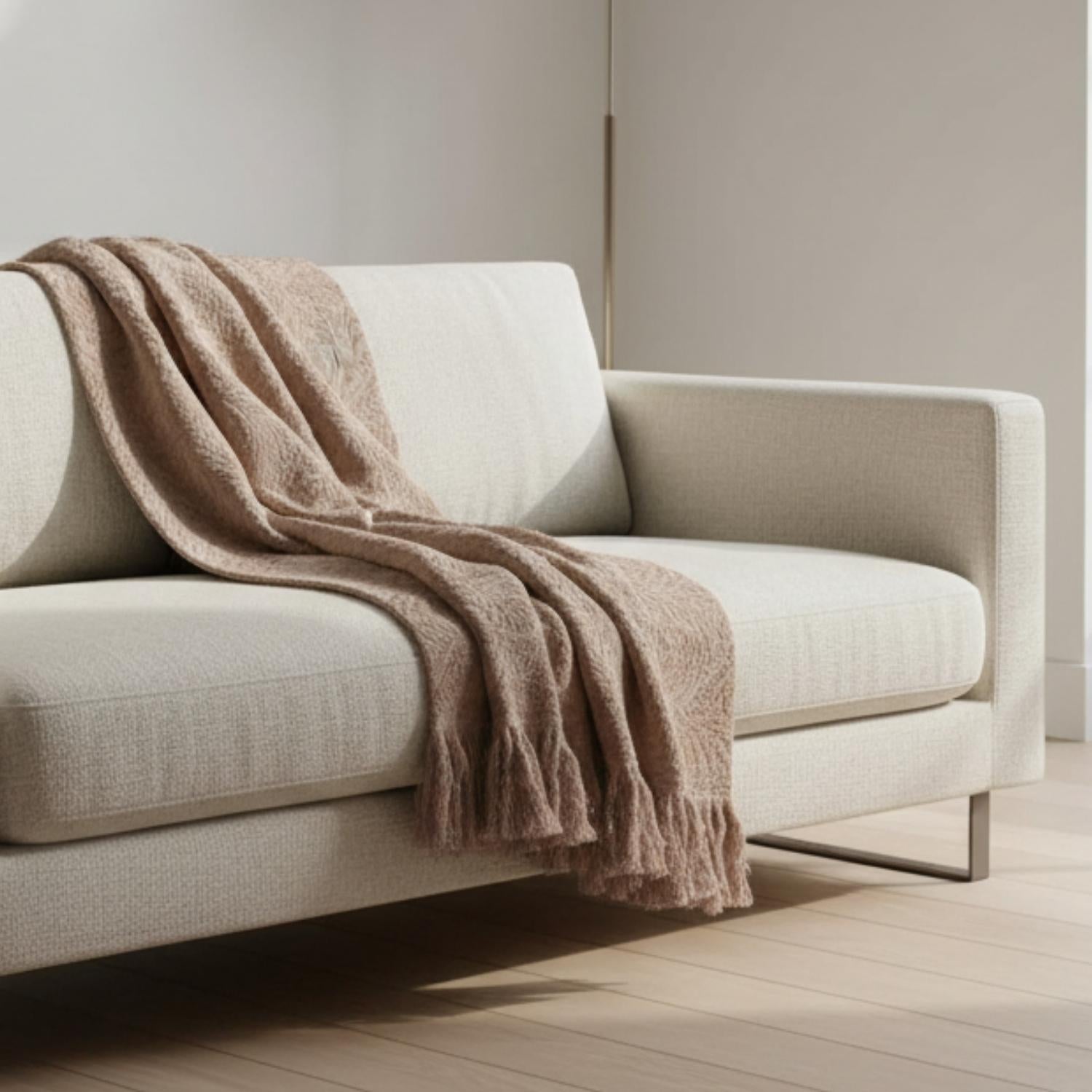 Biscuit Cotton Dobby Design Throw