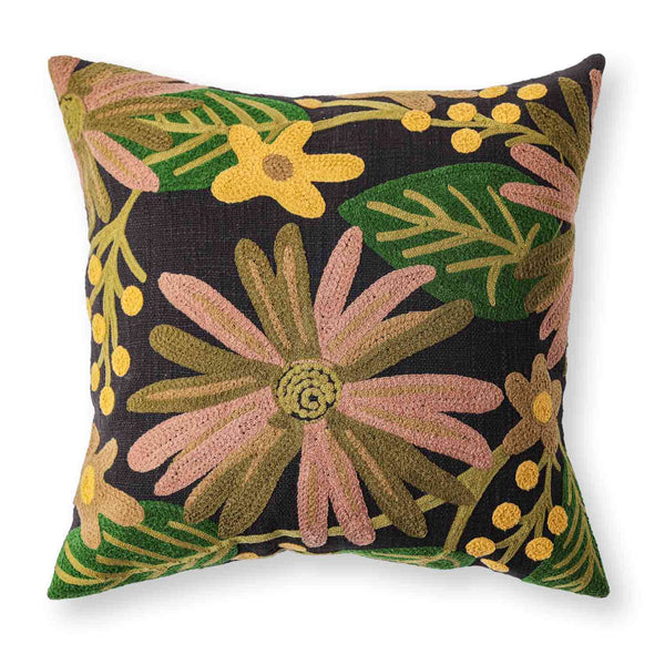 Chrysalis slub dyed and embroidered cotton cushion cover by Obeetee - detail view
