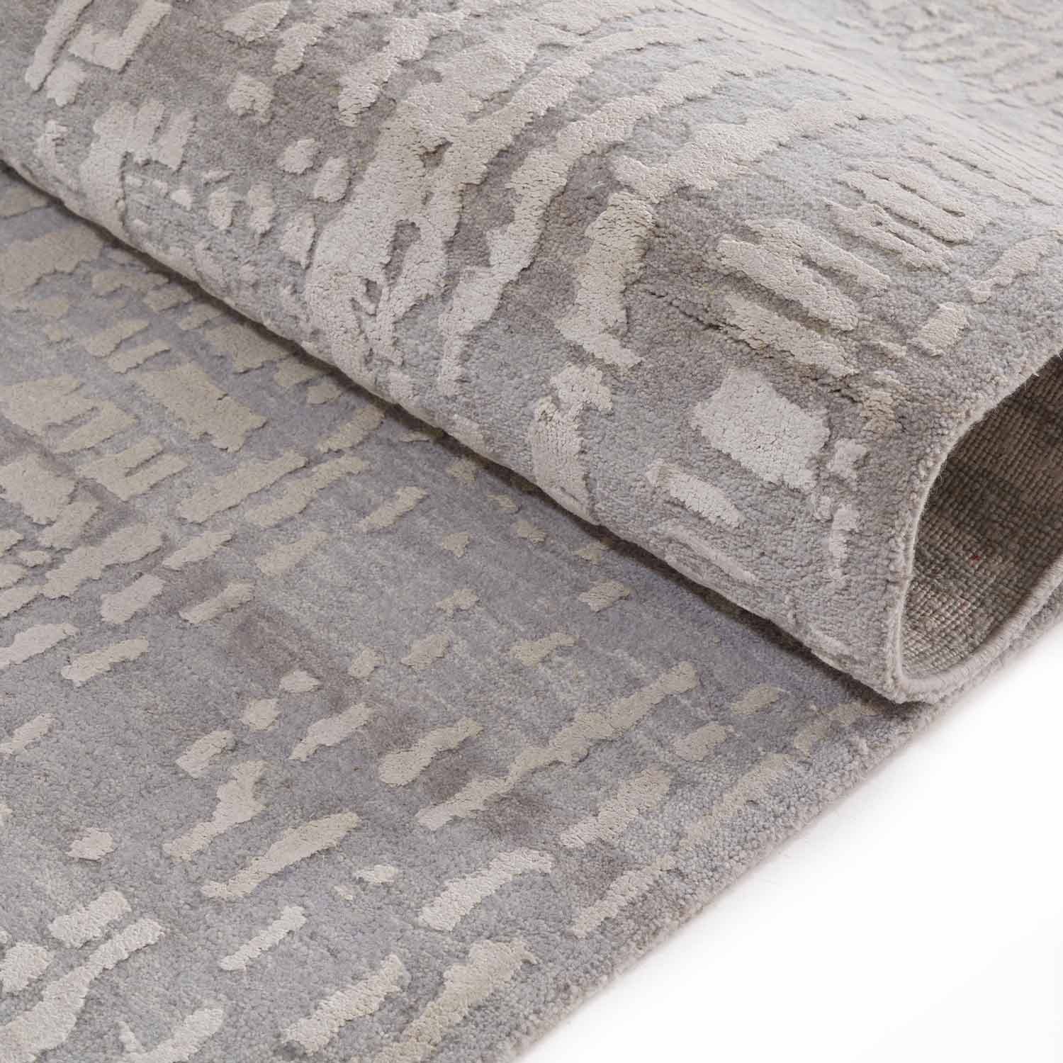 Slate Hand Knotted Woollen And Silk Rug