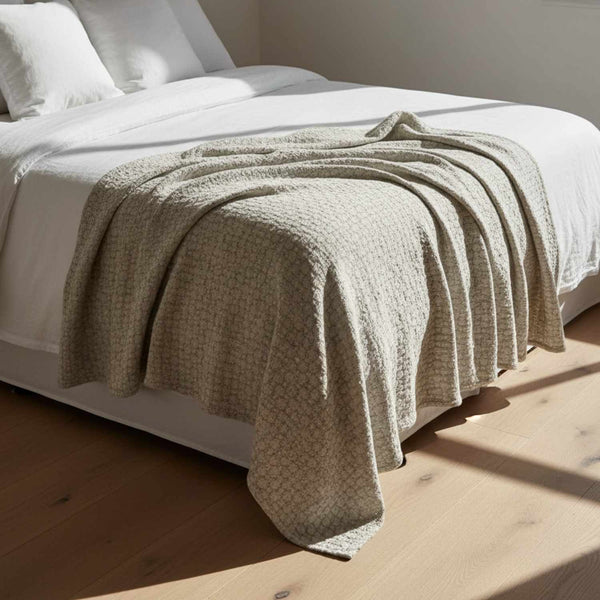 Chevron cotton jacquard throw by Obeetee - styled view