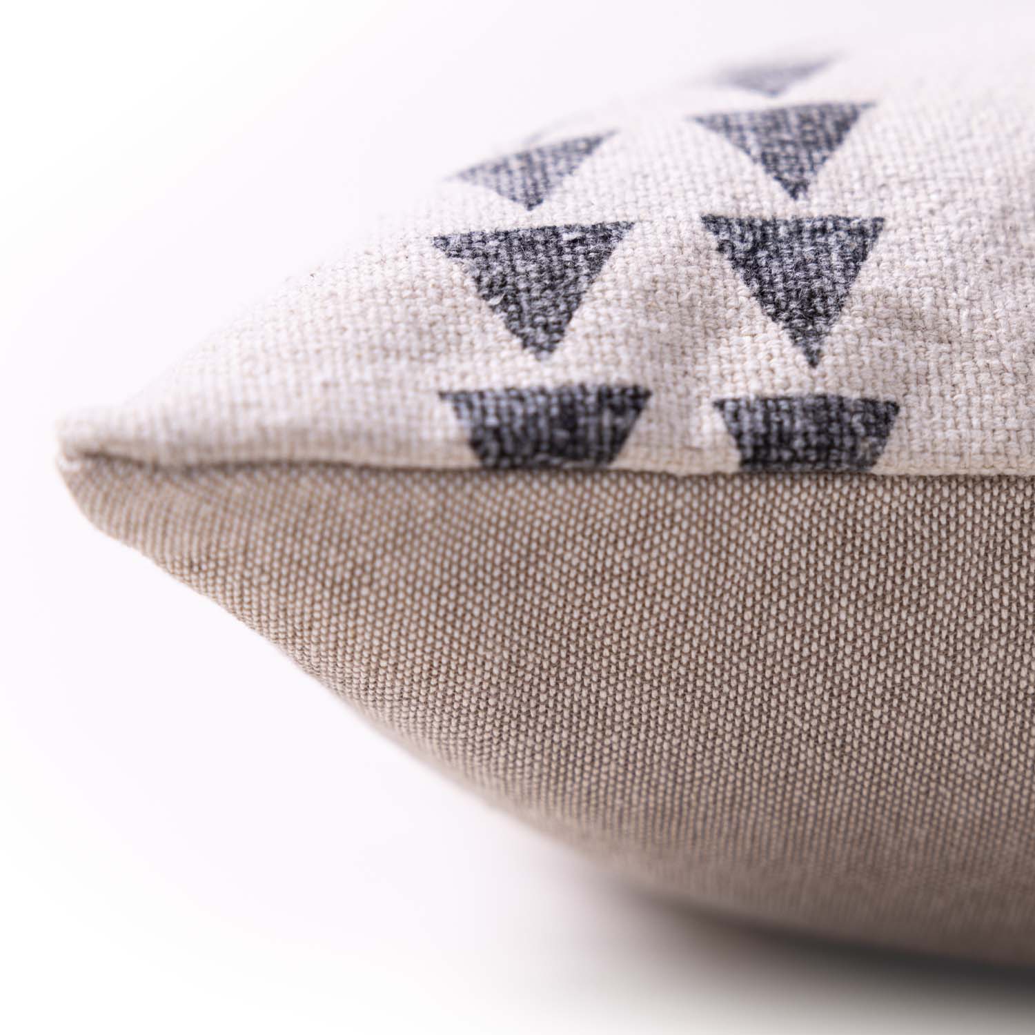 Crossroad Block Printed Cotton Chambray Lumbar Cushion Cover