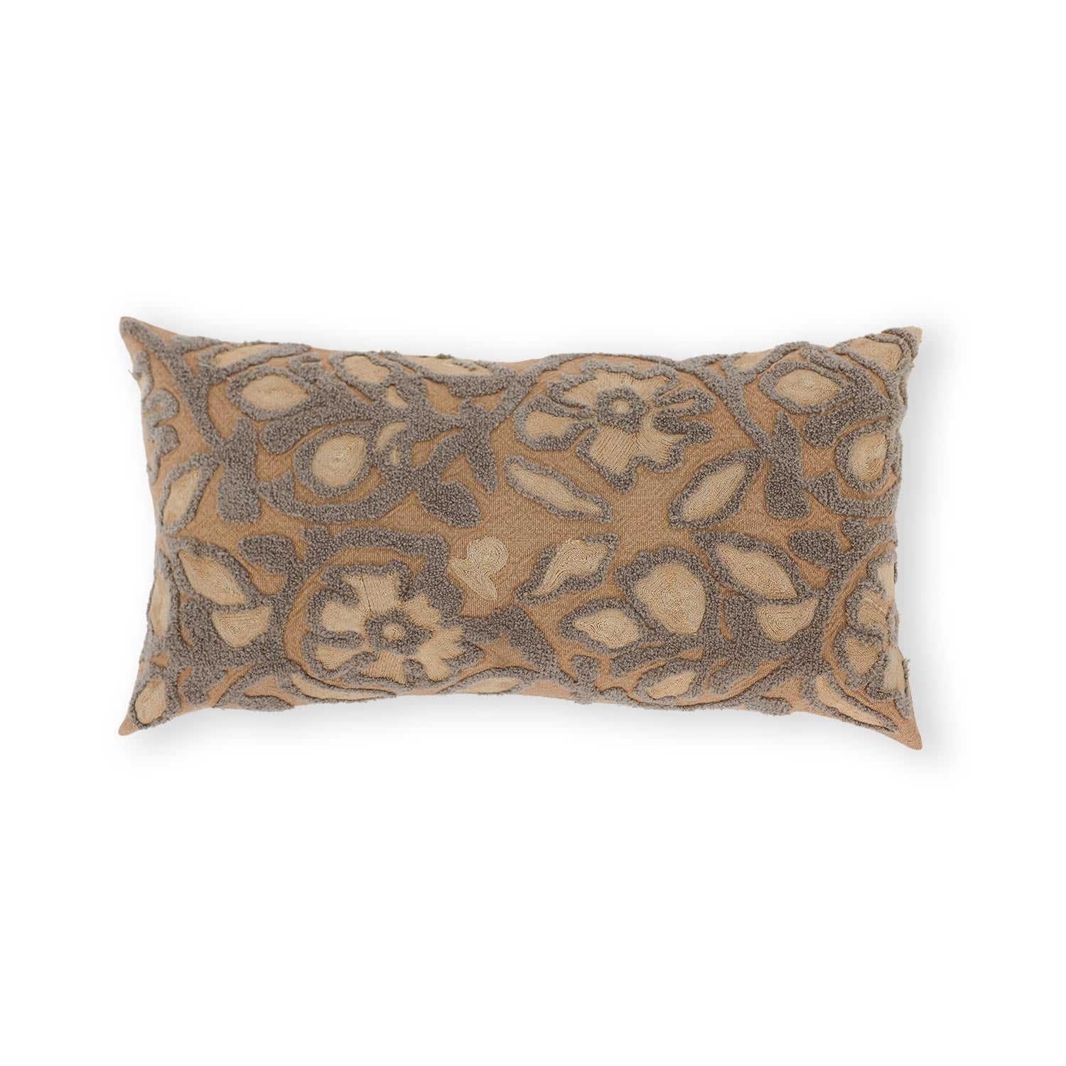 Pattika Cotton and Silk Embroidered Lumbar Cushion Cover