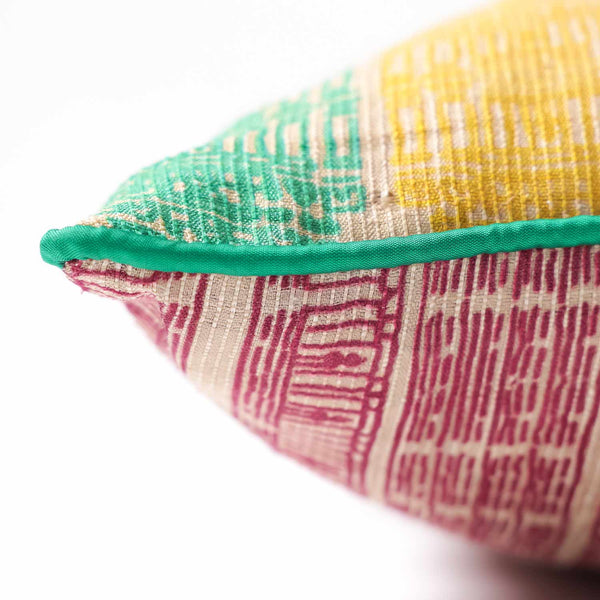 Divano Tassar silk digital printed cushion cover by Mariella Ienna for Obeetee - texture detail