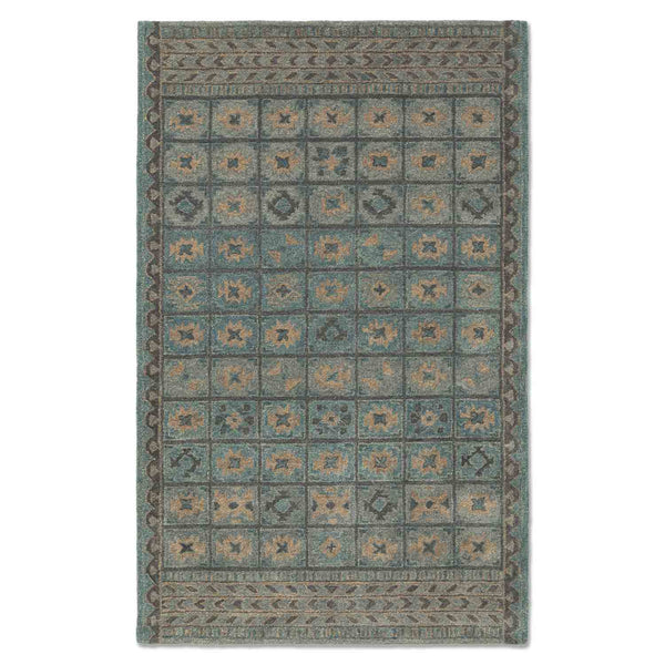 Coffered Hand Tufted Woollen And Viscose Rug