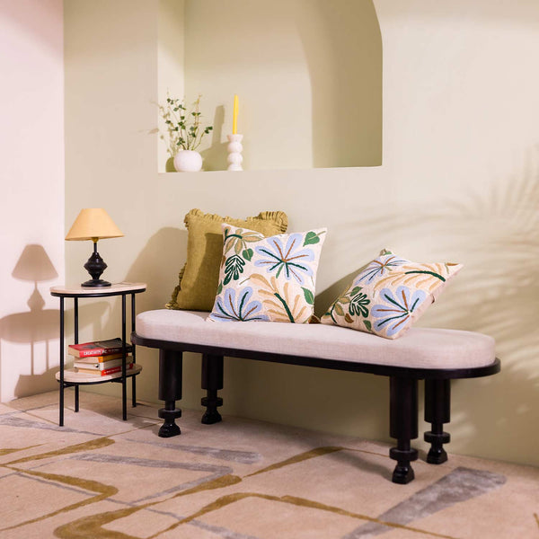 Bloom embroidered cotton flex cushion cover by Obeetee - alternate detail