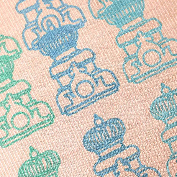Rajenza Tassar silk digital printed cushion cover by Mariella Ienna for Obeetee - pattern detail