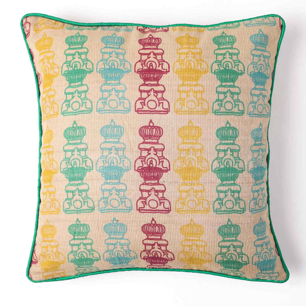 Lucendra Tassar silk digital printed cushion cover by Mariella Ienna for Obeetee - pattern detail