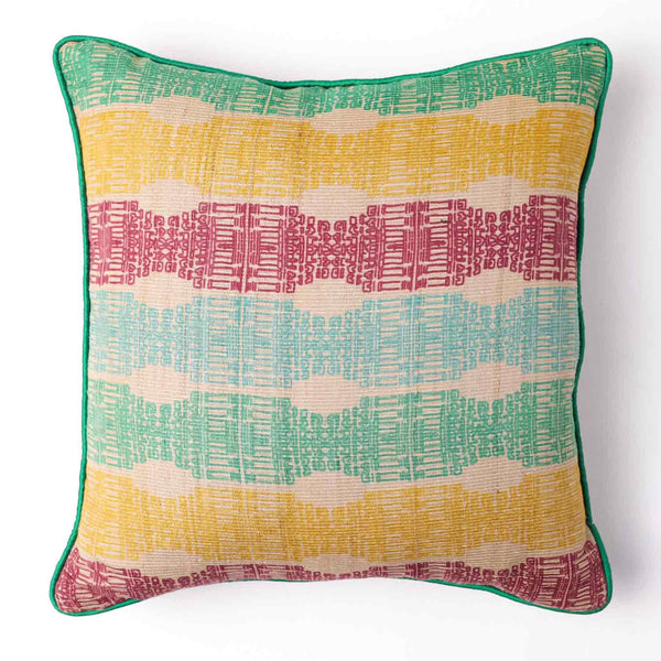 Divano Tassar silk digital printed cushion cover by Mariella Ienna for Obeetee - pattern detail
