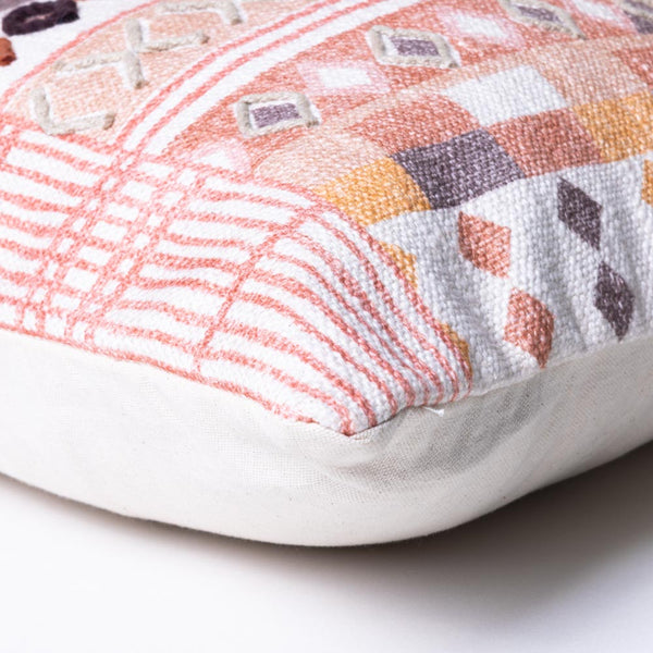 Amra printed and embroidered cushion cover by Obeetee - detail view
