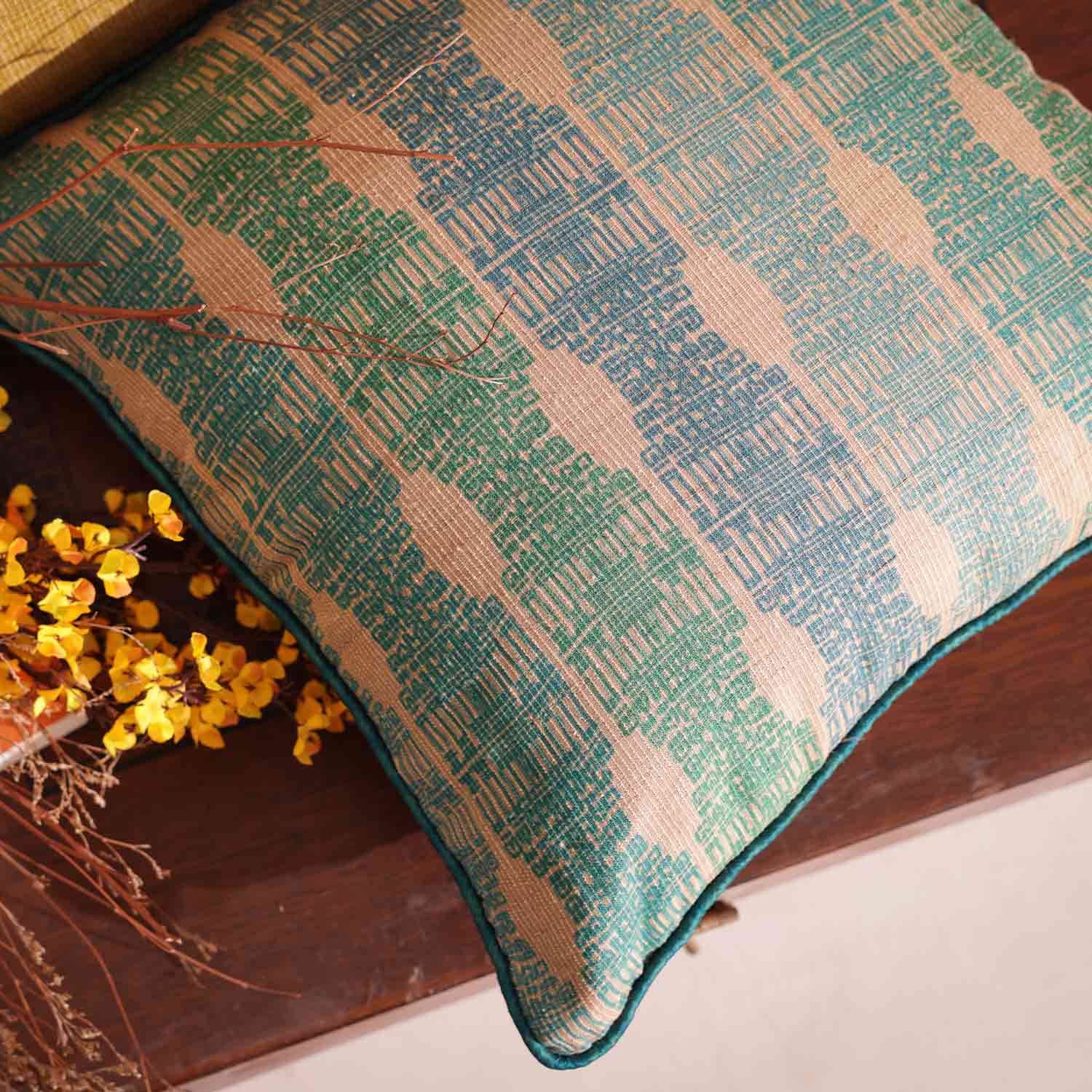 Fiortan Tassar Silk Digital Printed Cushion Cover By Mariella Ienna