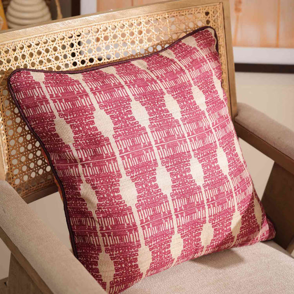 Varusta Tassar silk digital printed cushion cover by Mariella Ienna for Obeetee - full view