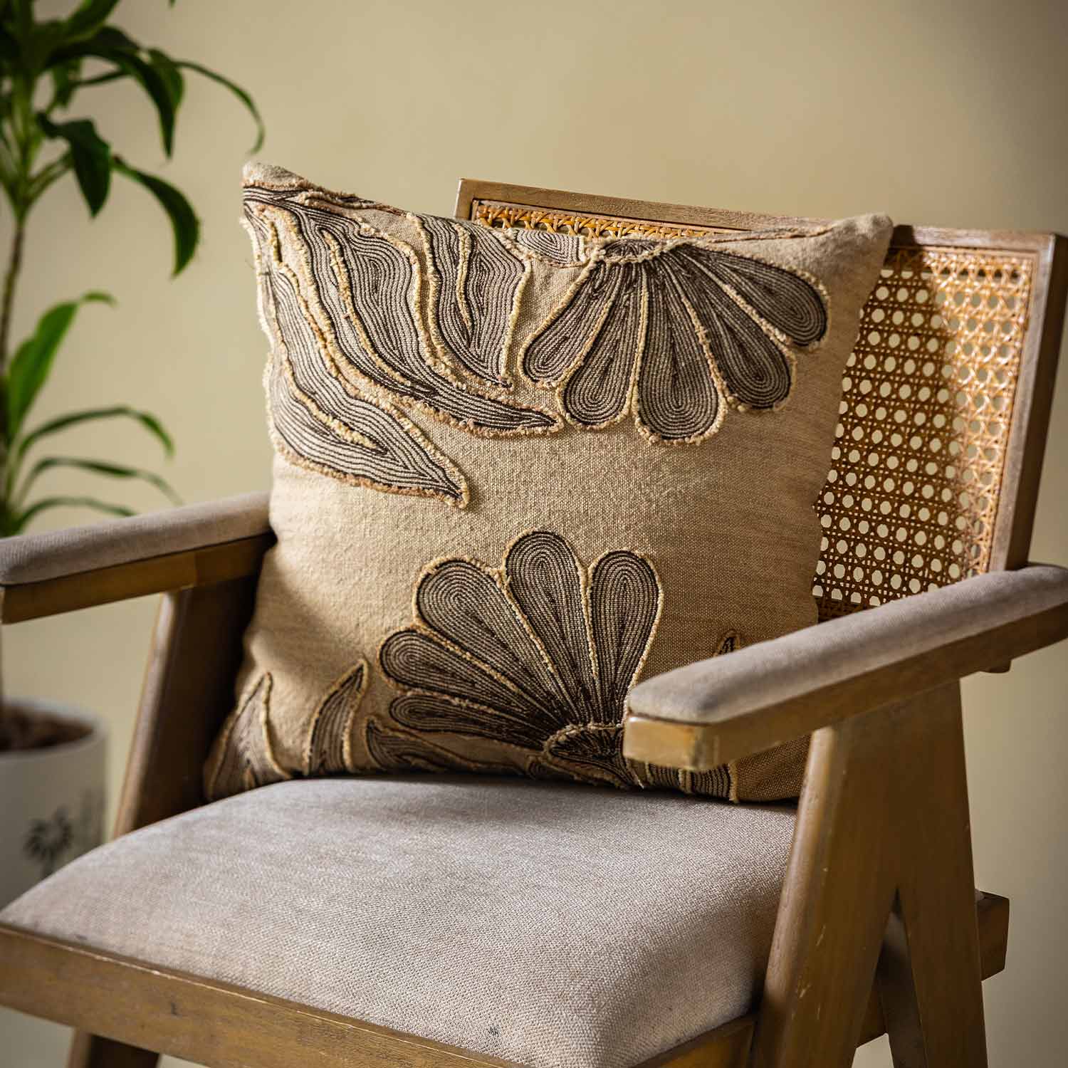 Sutra Cotton Patchwork Embroidered Cushion Cover