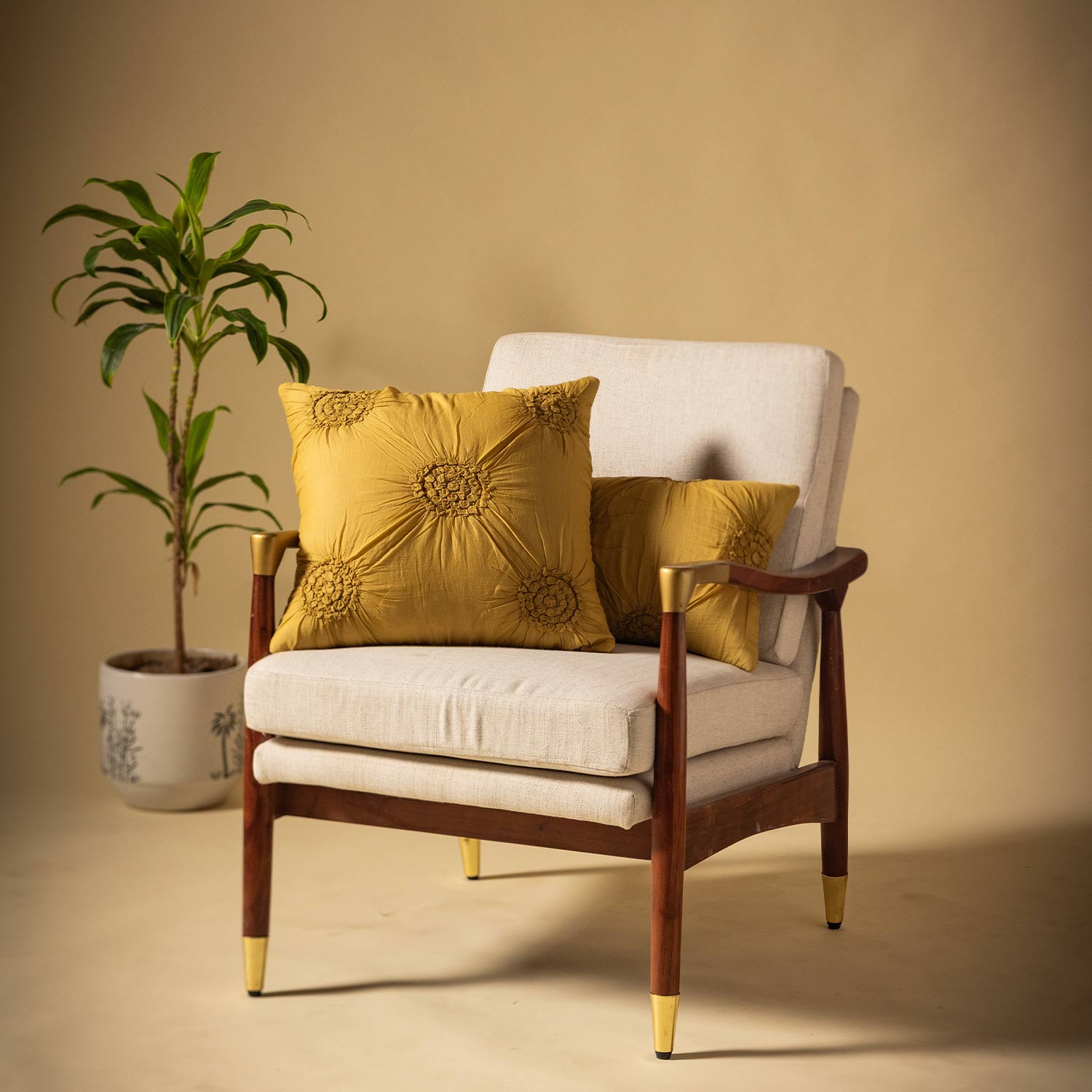 Cotton hand quilted shibori textured Petara Lumbar Cushion Cover