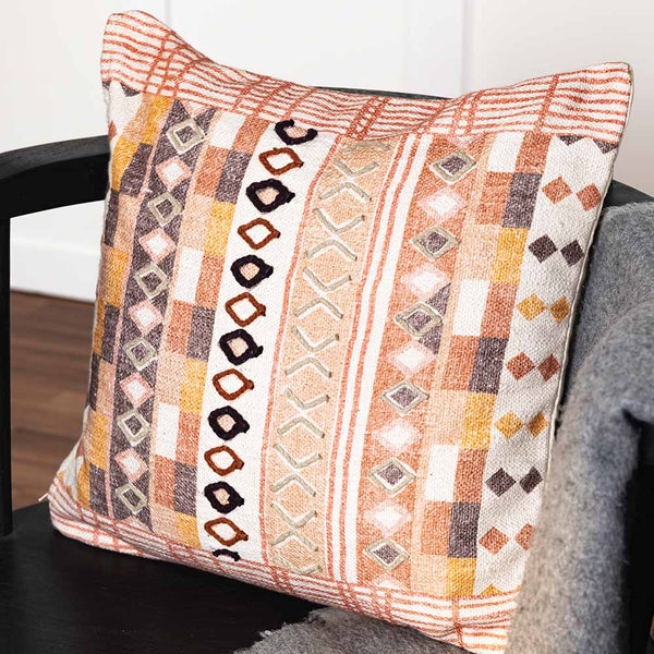 Amra printed and embroidered cushion cover by Obeetee - full view
