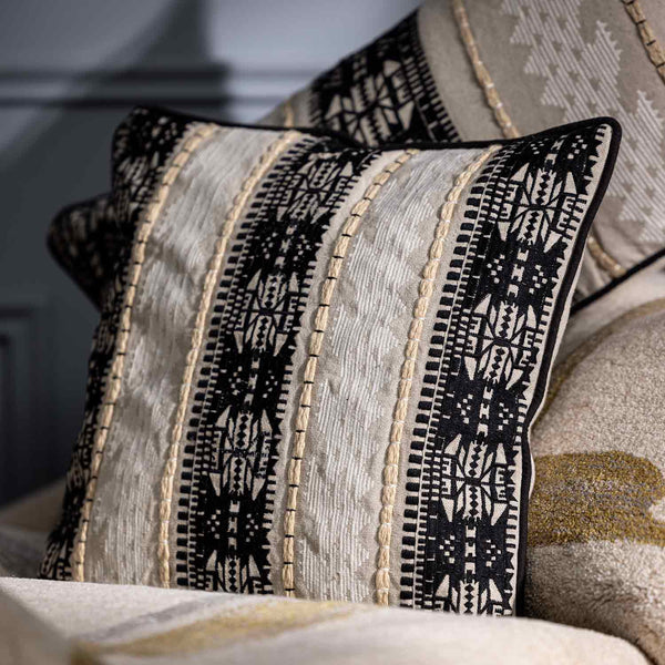 Amaroni embroidered Resa cotton cushion cover by Obeetee - full view