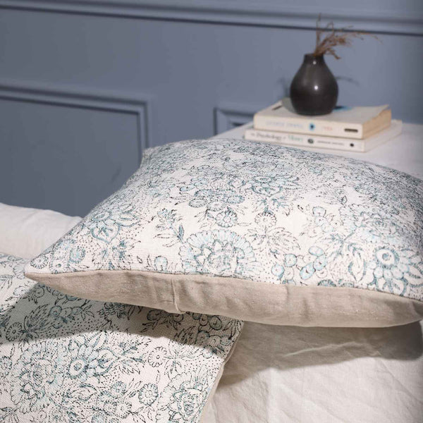 Reese digital printed cotton chambray cushion cover by Obeetee - full view