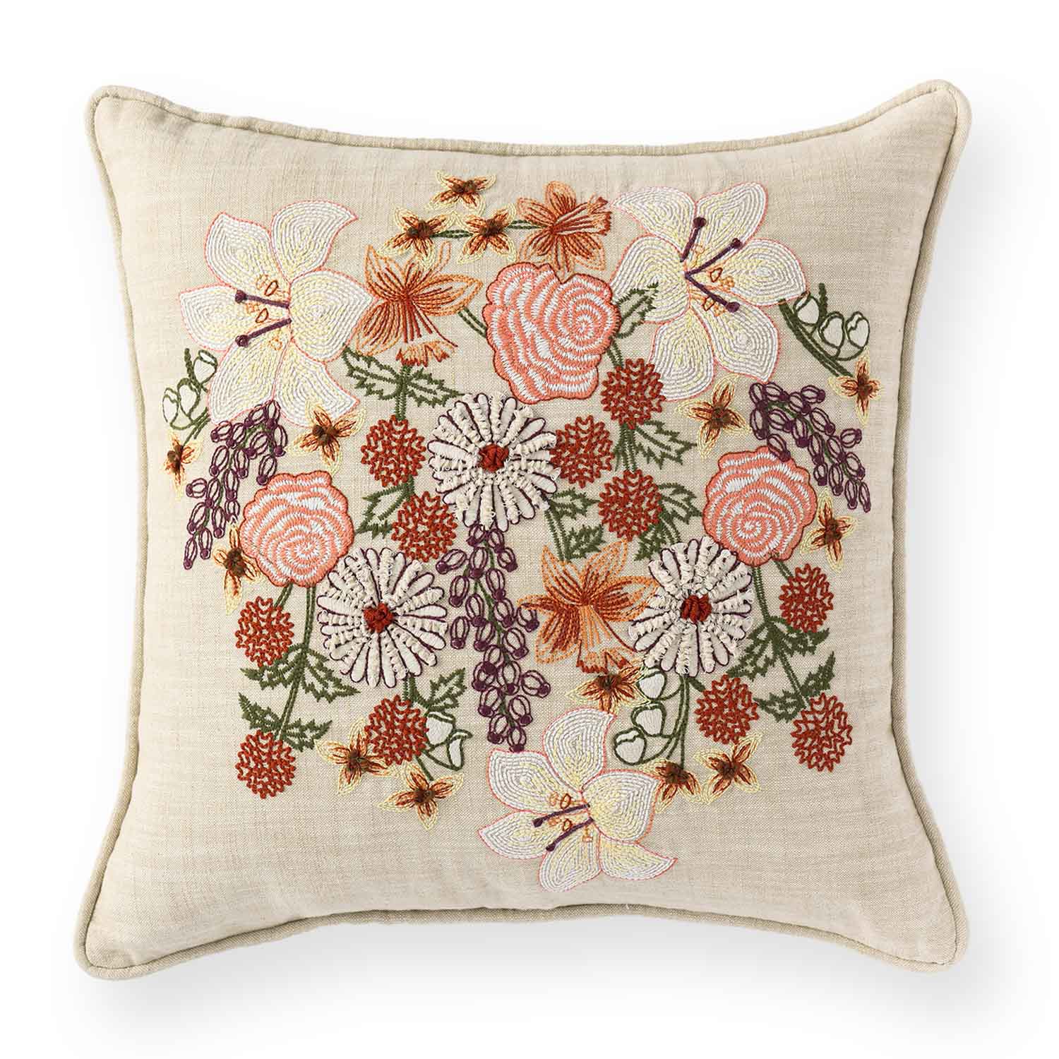 Fleurhaven Embroidered Cotton Cushion