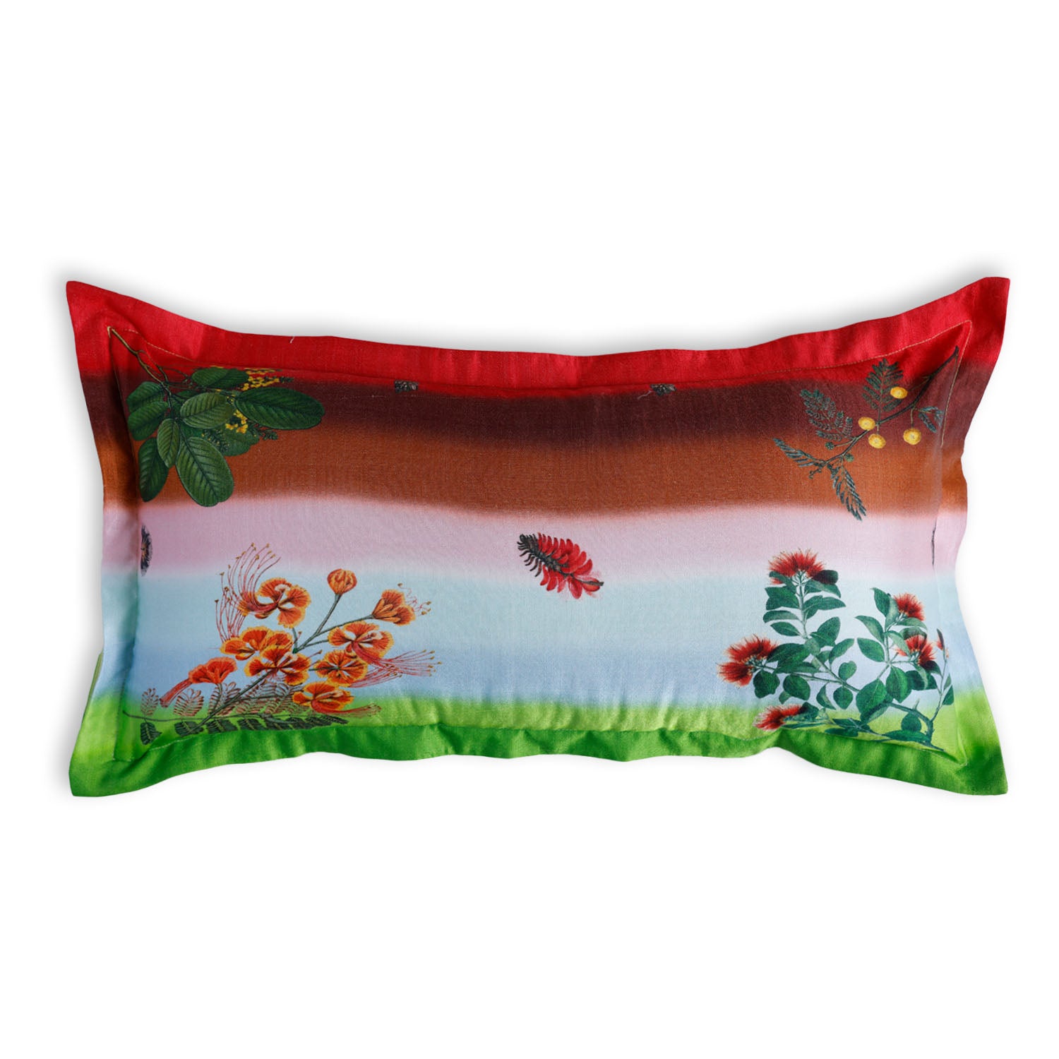 Full-Bloom Digital Printed Woollen And Silk Lumbar Cushion By Mariella Ienna